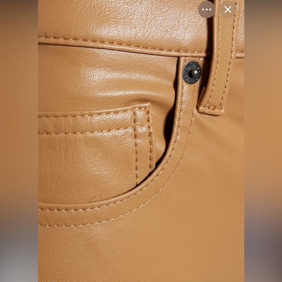 Veronica Beard Beverly Skinny Flare Pant Vegan Cognac Light Brown Leather 27 - Picture 4 of 12